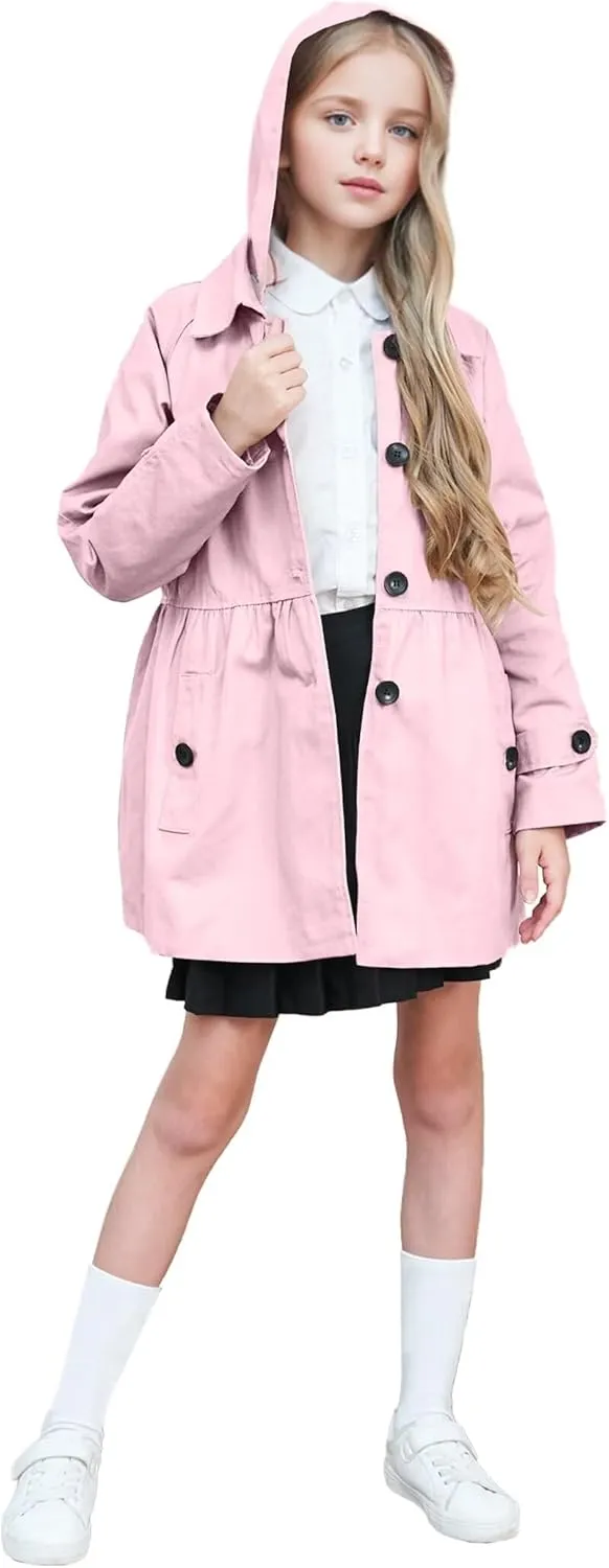 BINPAW Girl's Hooded Trench Coat