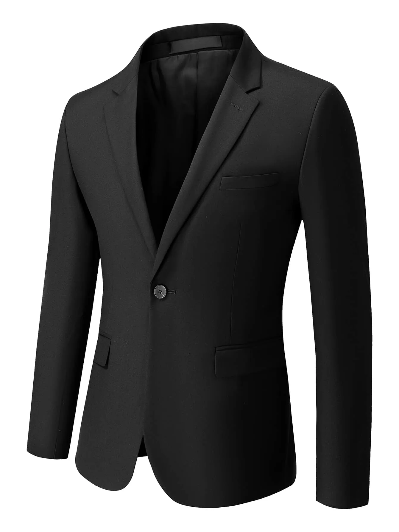 Black Single Button Slit Back Blazer