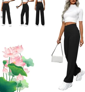 Bloomy Dove Stretch Pants,Solid Stretchy High Waist Trousers Pants,Multiple Pockets Straight Stretch Pants for Women