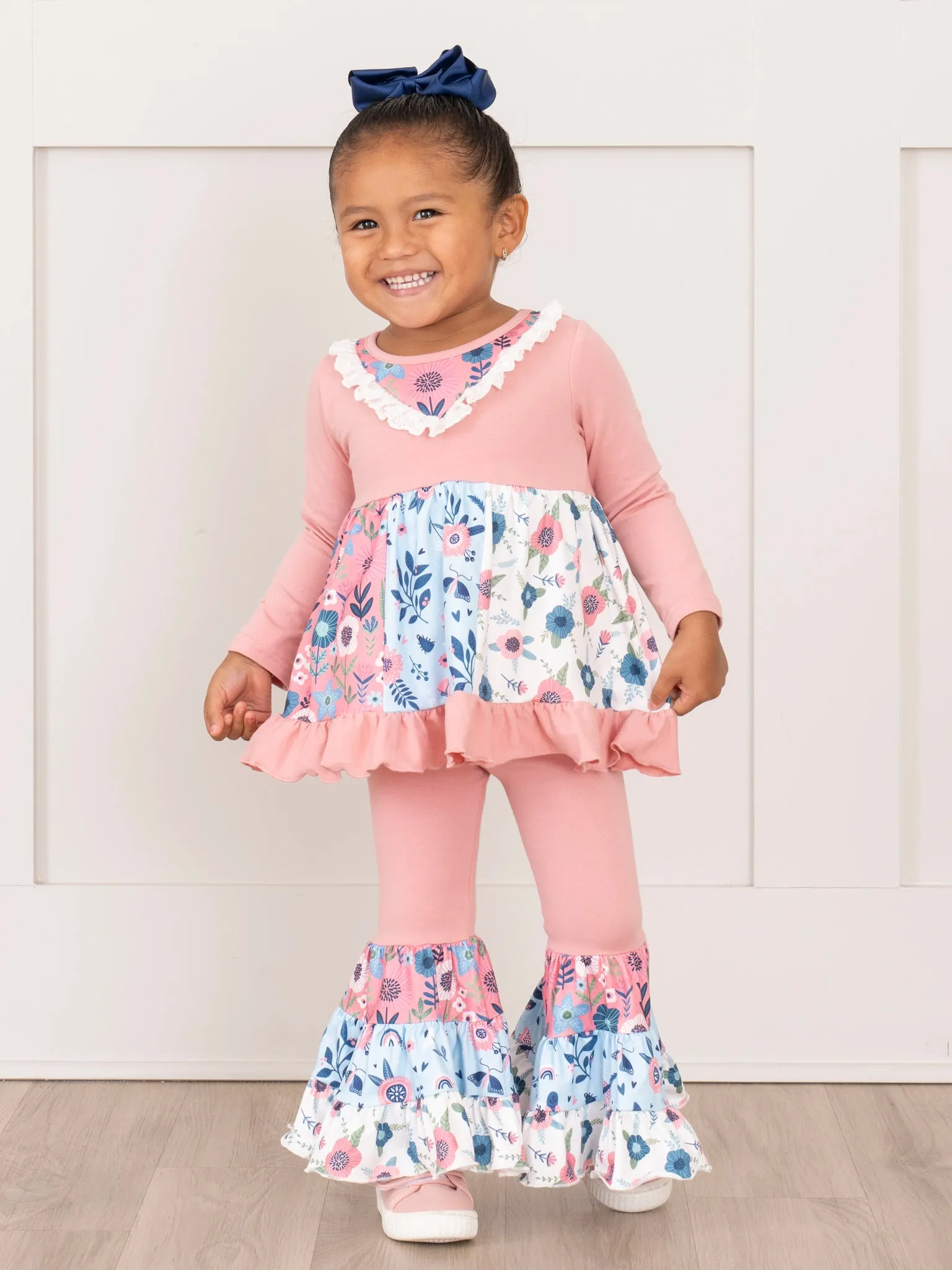Blush Garden Ruffle Bell Bottoms Outfit