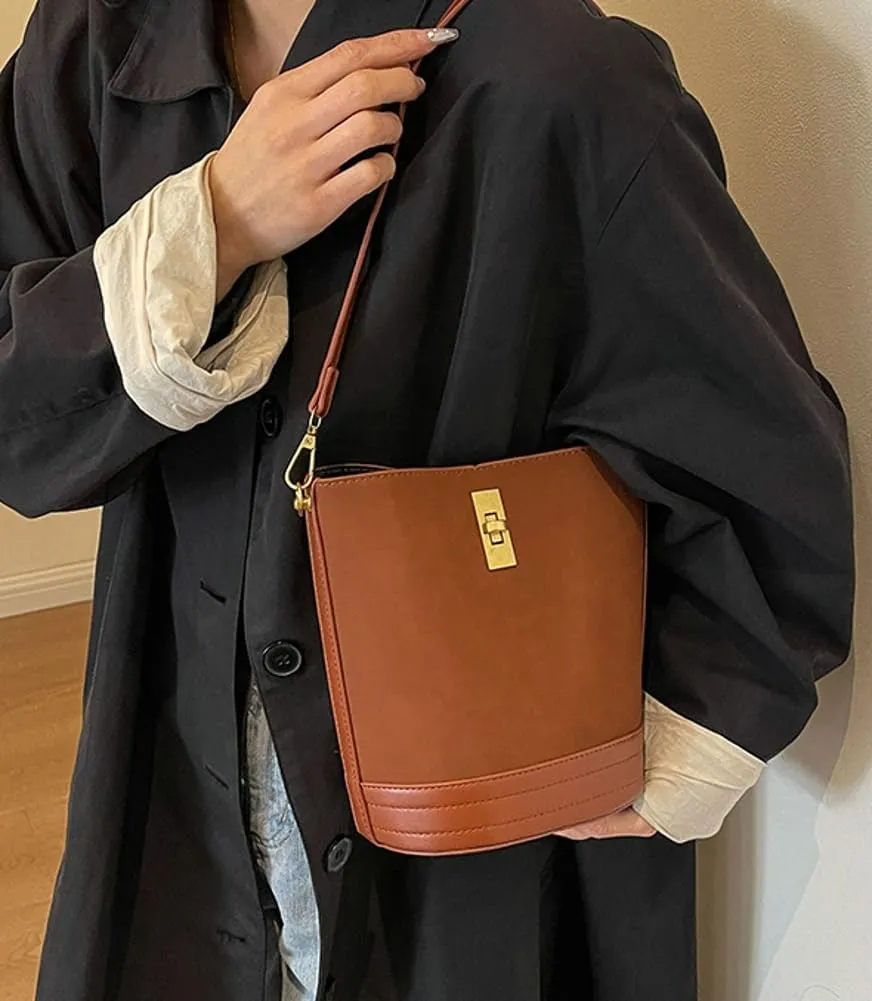 Bucket Bag Crossbody Handbag for Women Fashionable and Versatile Purses Small Tote Work Shoulder Handle Bag