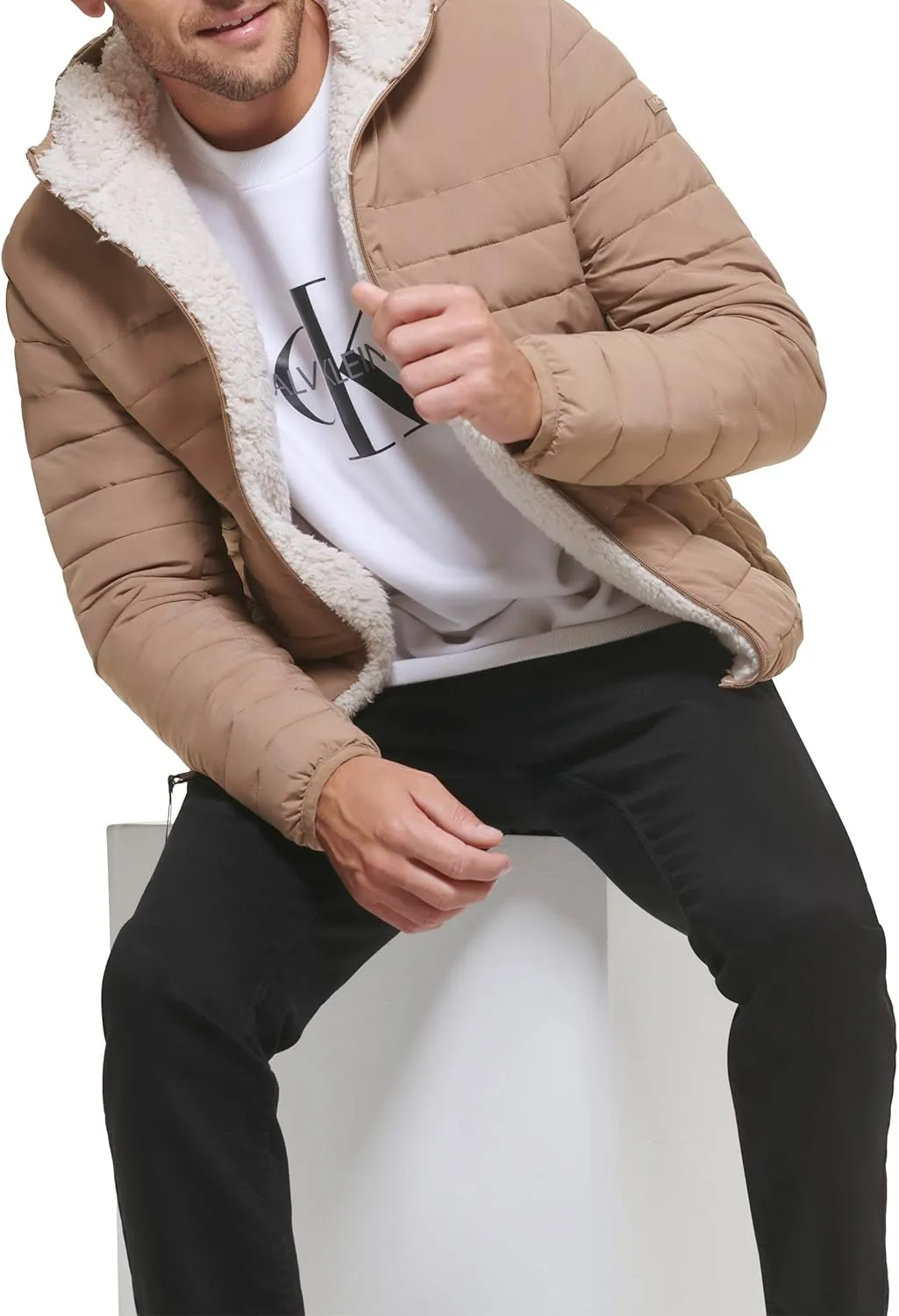 Calvin Klein Men's Mid-weight Sherpa Lined Puffer