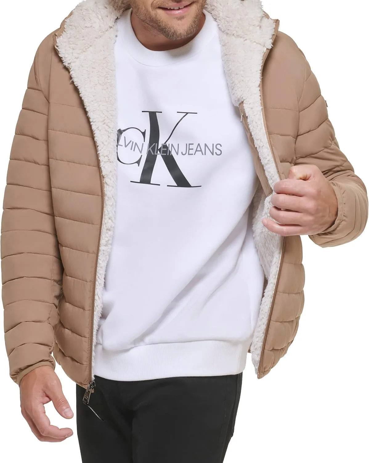 Calvin Klein Men's Mid-weight Sherpa Lined Puffer