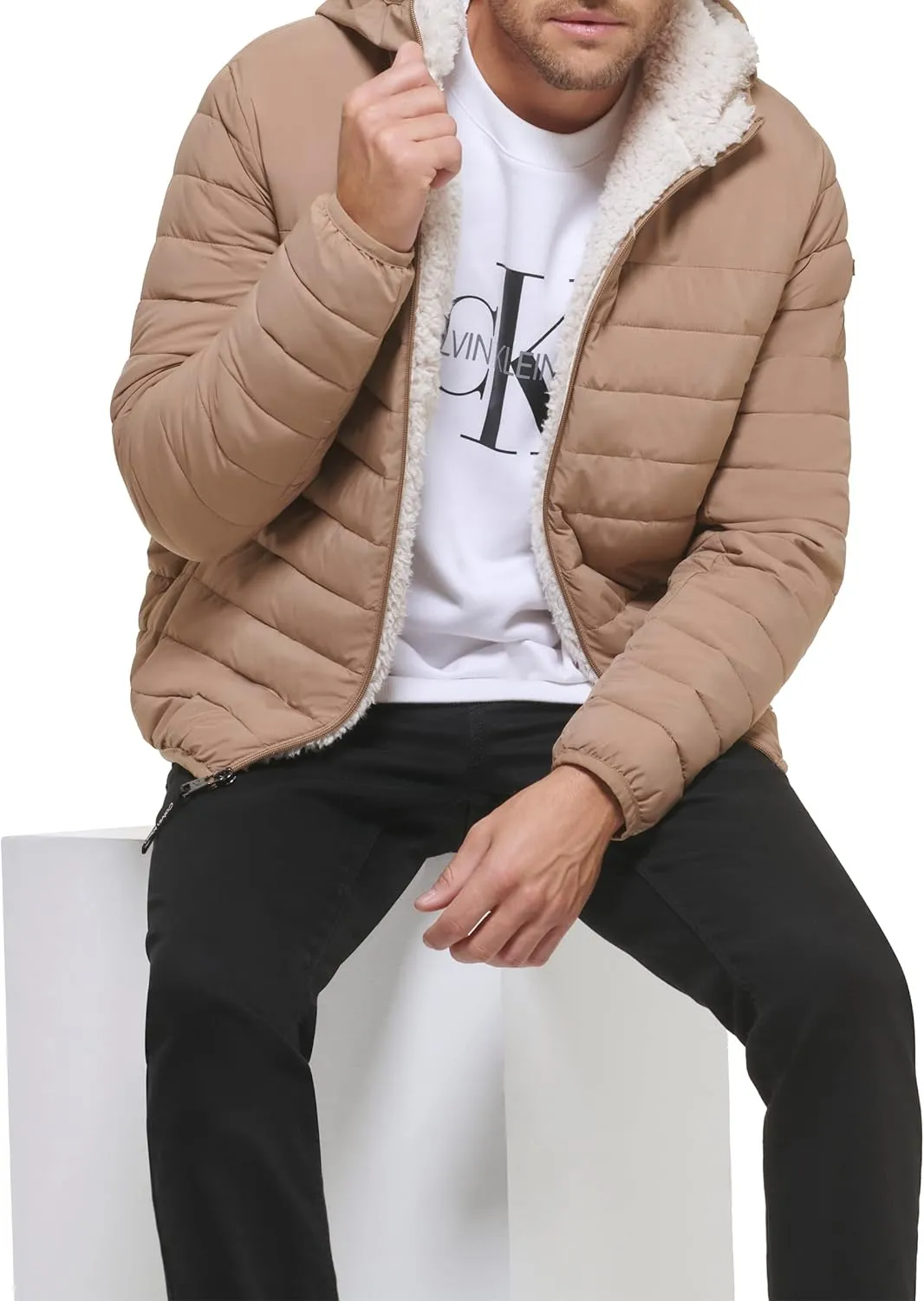 Calvin Klein Men's Mid-weight Sherpa Lined Puffer