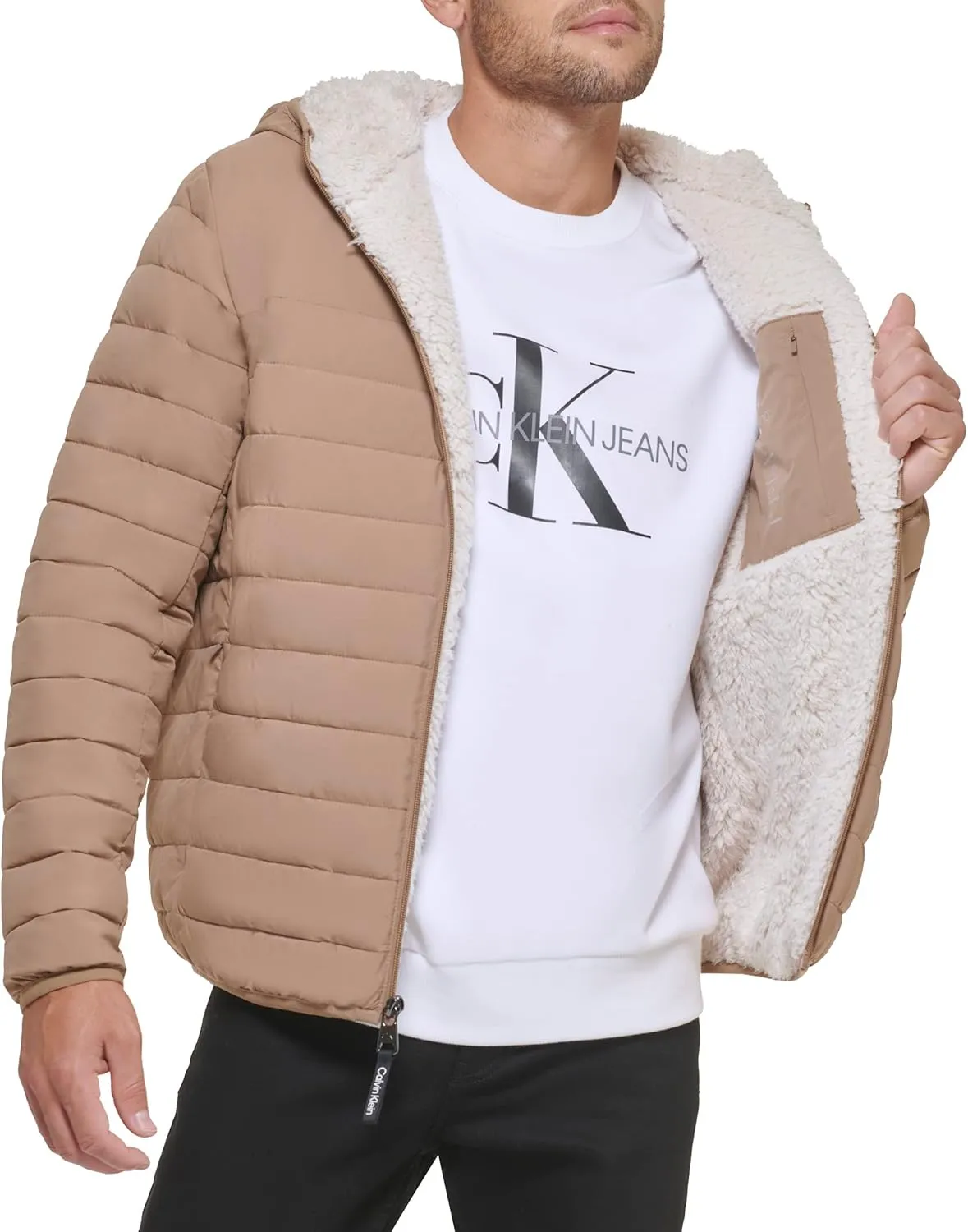 Calvin Klein Men's Mid-weight Sherpa Lined Puffer