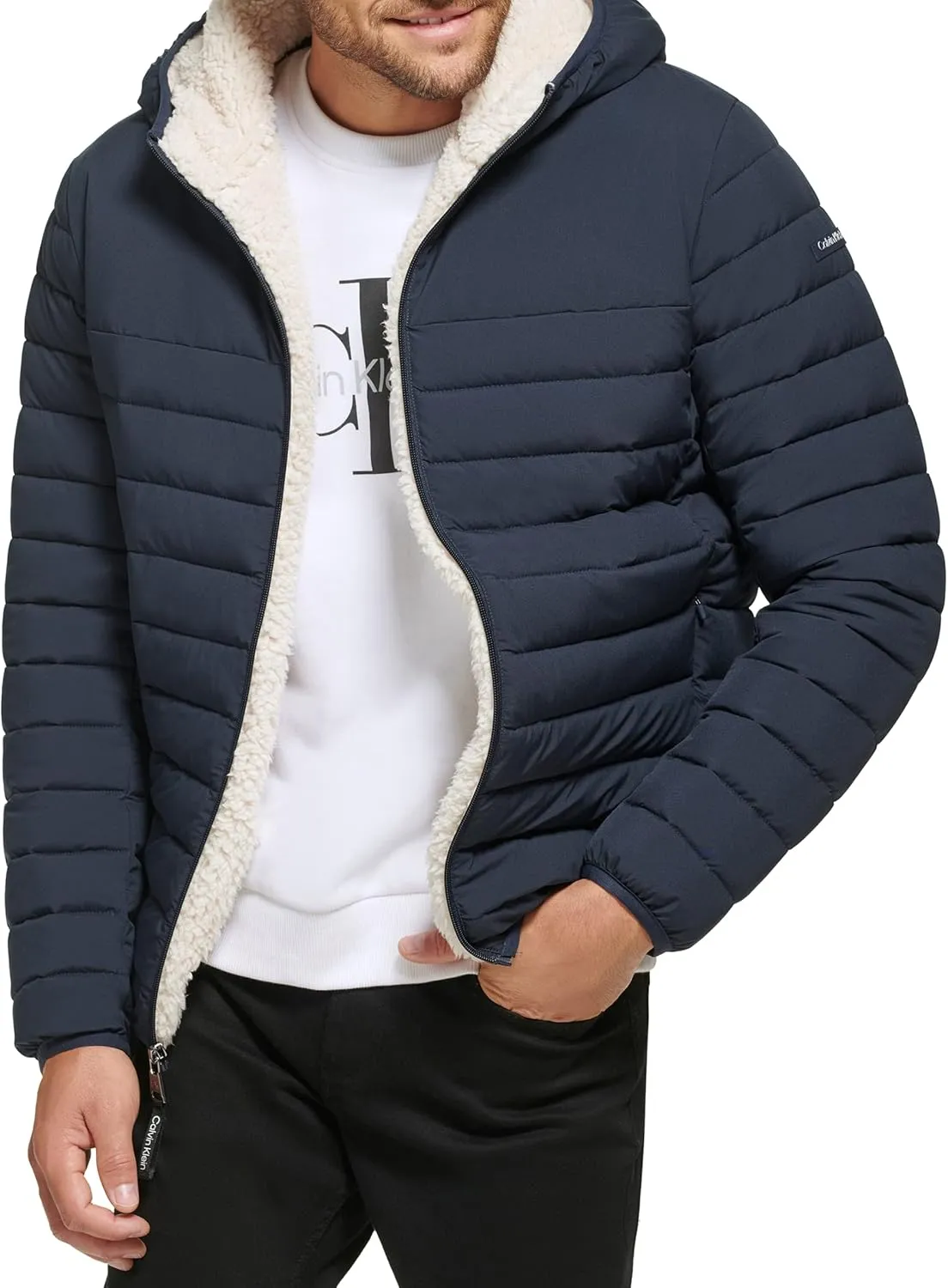 Calvin Klein Men's Mid-weight Sherpa Lined Puffer