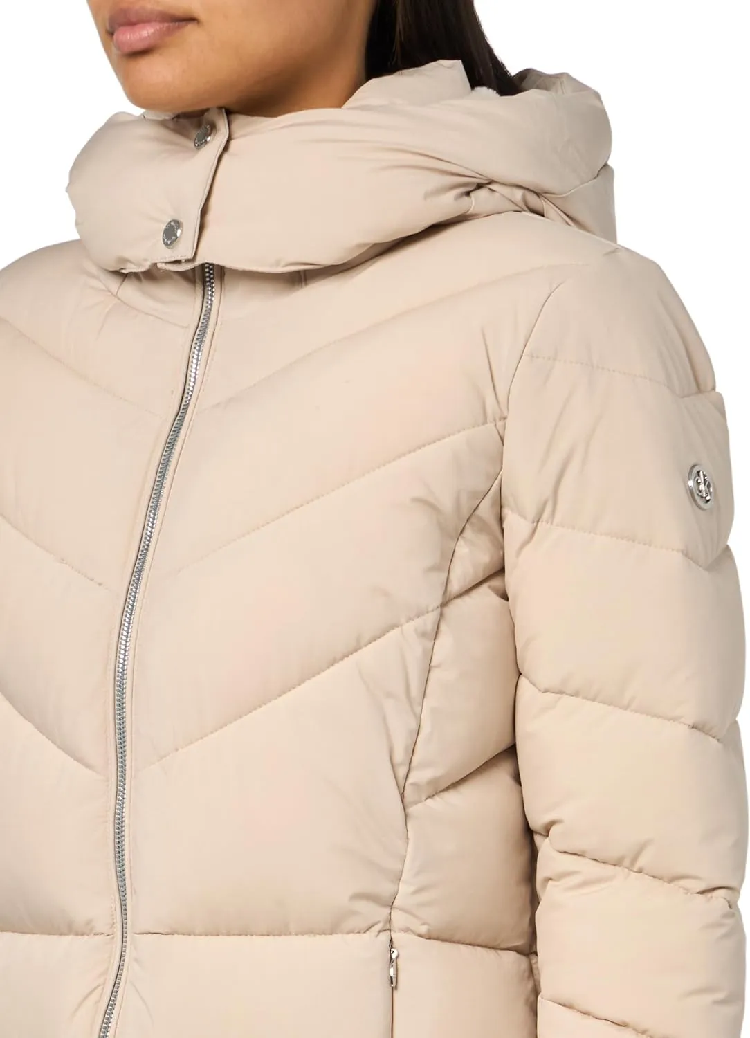 Calvin Klein Women's Hooded Zip Front Puffer Long Sleeve Coat
