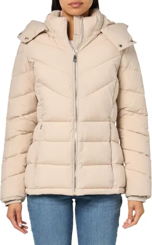 Calvin Klein Women's Hooded Zip Front Puffer Long Sleeve Coat