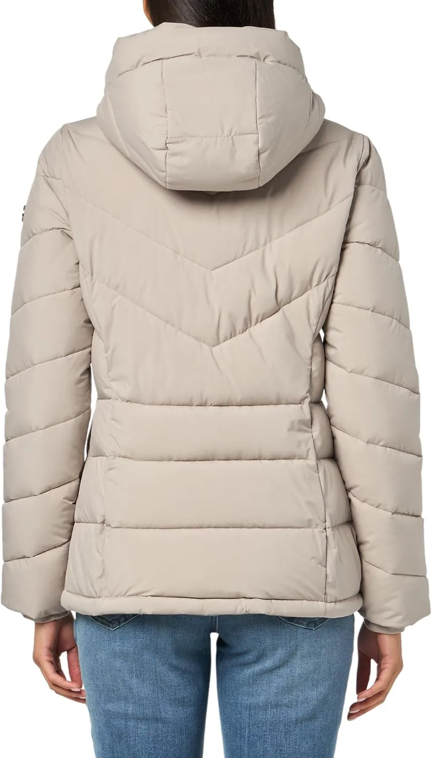 Calvin Klein Women's Hooded Zip Front Puffer Long Sleeve Coat