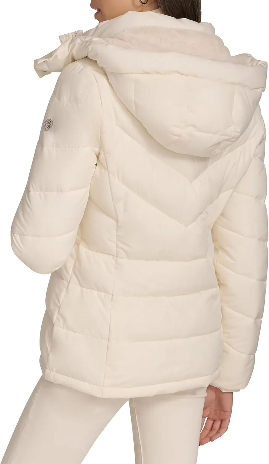 Calvin Klein Women's Hooded Zip Front Puffer Long Sleeve Coat