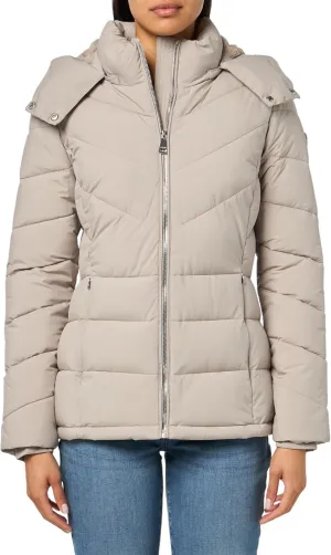 Calvin Klein Women's Hooded Zip Front Puffer Long Sleeve Coat