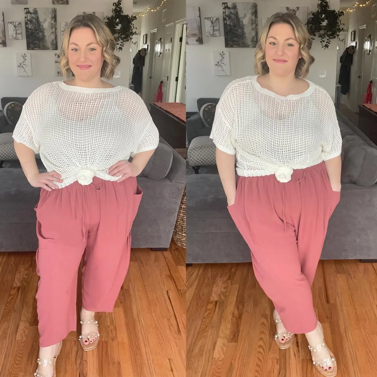 CARCOS Plus Size Pants Womens Summer Palazzo Harem Pants Drawstring Lantern Beach Pant Ankle Vacation Pant with Pocket Xl-5XL
