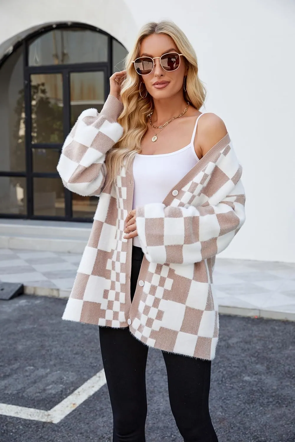 Cardigan Sweaters for Women, Women's Long Sleeve Oversized Open Front Cardigan Button Down Ribbed Loose Knit Outerwear