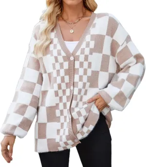 Cardigan Sweaters for Women, Women's Long Sleeve Oversized Open Front Cardigan Button Down Ribbed Loose Knit Outerwear