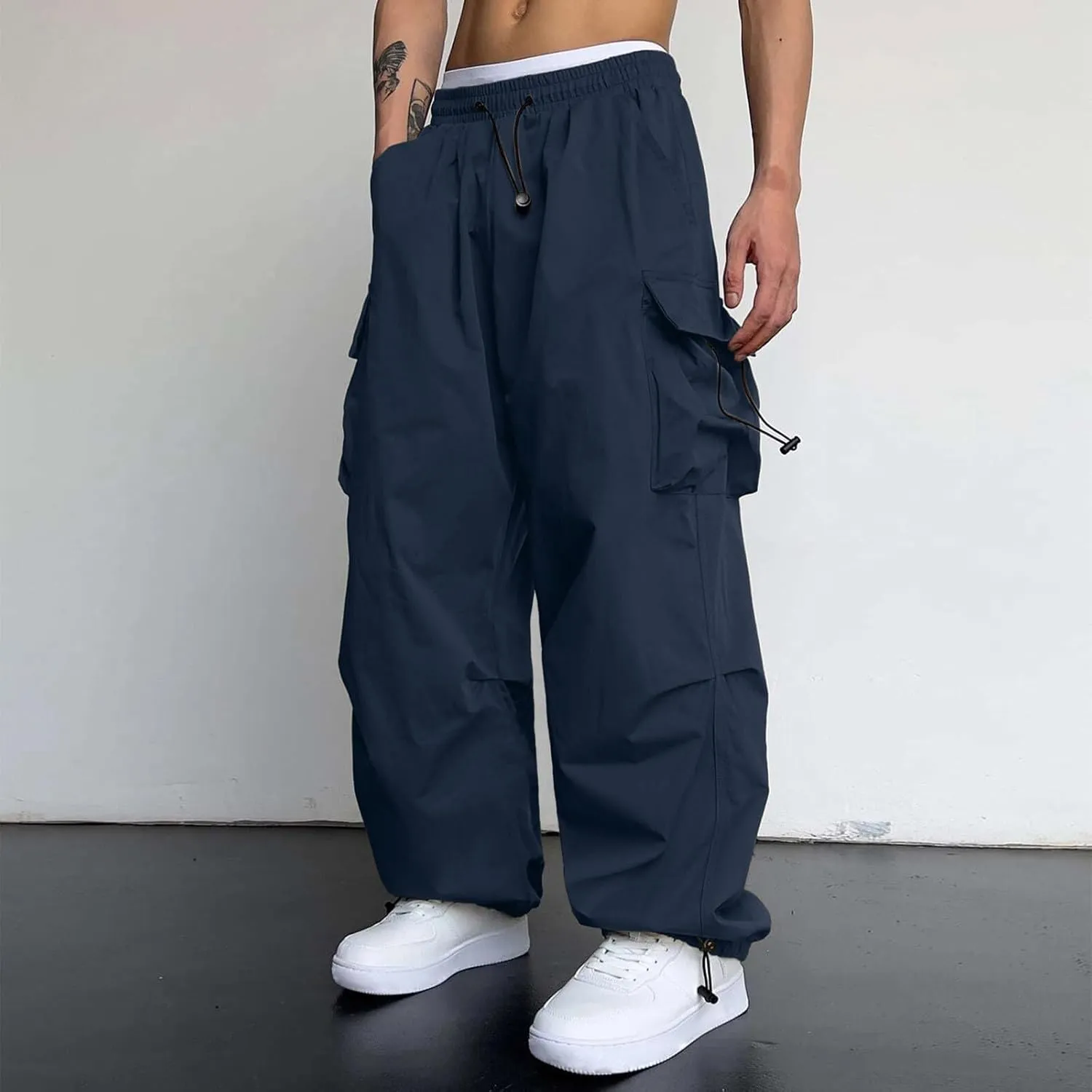 Cargo Pants Men Casual Lightweight Drawstring Waist Pant Hiking Pant Multi Pockets