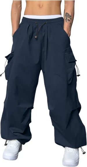 Cargo Pants Men Casual Lightweight Drawstring Waist Pant Hiking Pant Multi Pockets