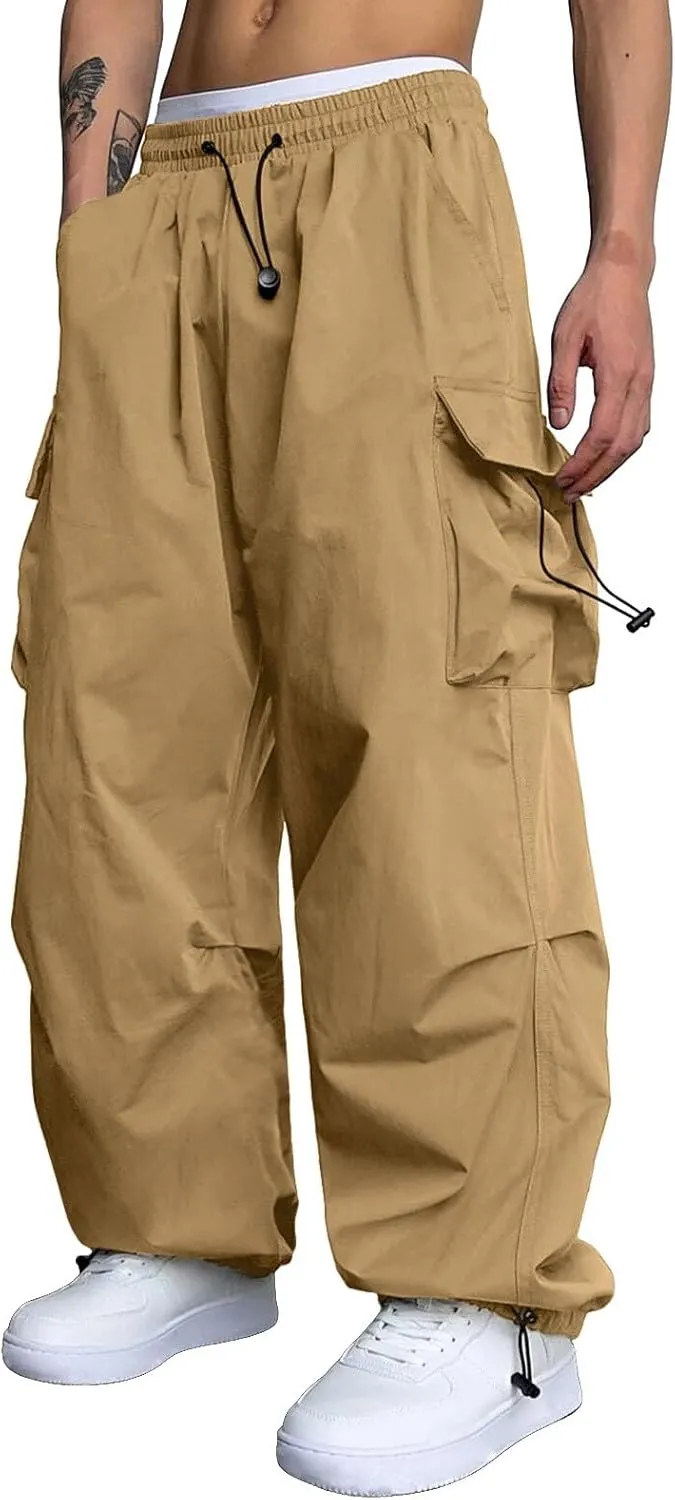 Cargo Pants Men Casual Lightweight Drawstring Waist Pant Hiking Pant Multi Pockets