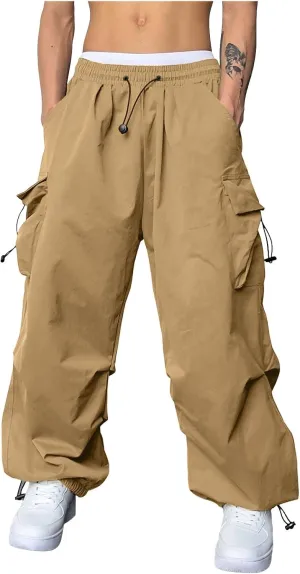 Cargo Pants Men Casual Lightweight Drawstring Waist Pant Hiking Pant Multi Pockets