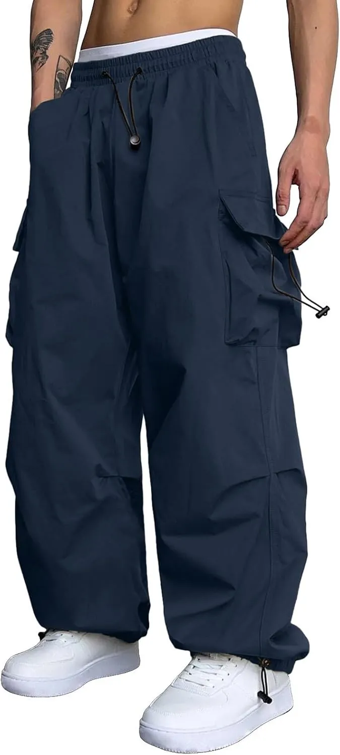 Cargo Pants Men Casual Lightweight Drawstring Waist Pant Hiking Pant Multi Pockets