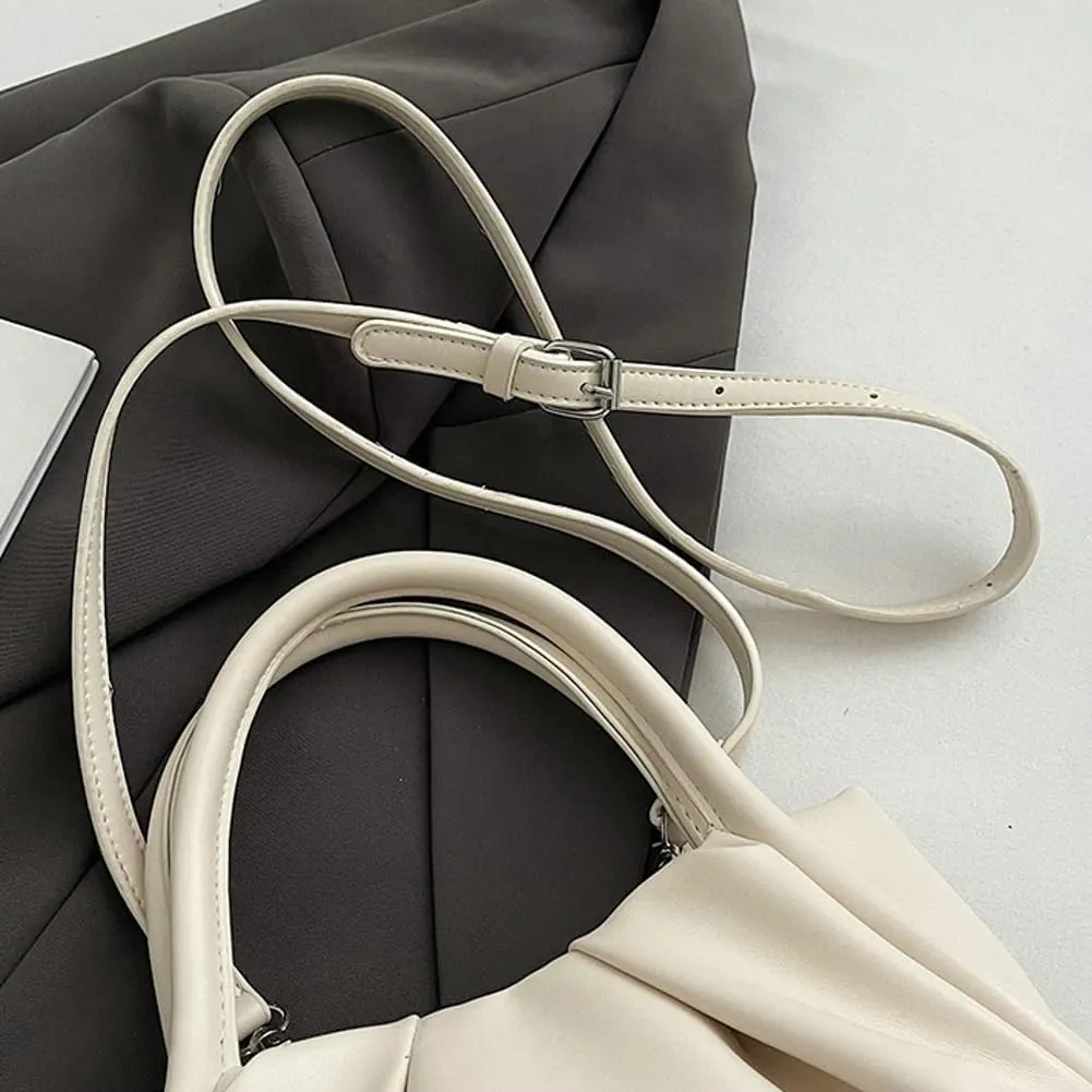 Causal Bucket Bags for Women Versatile Pleated Cross Body Bags with Adjustable Strap Trendy Top-Handle Purse