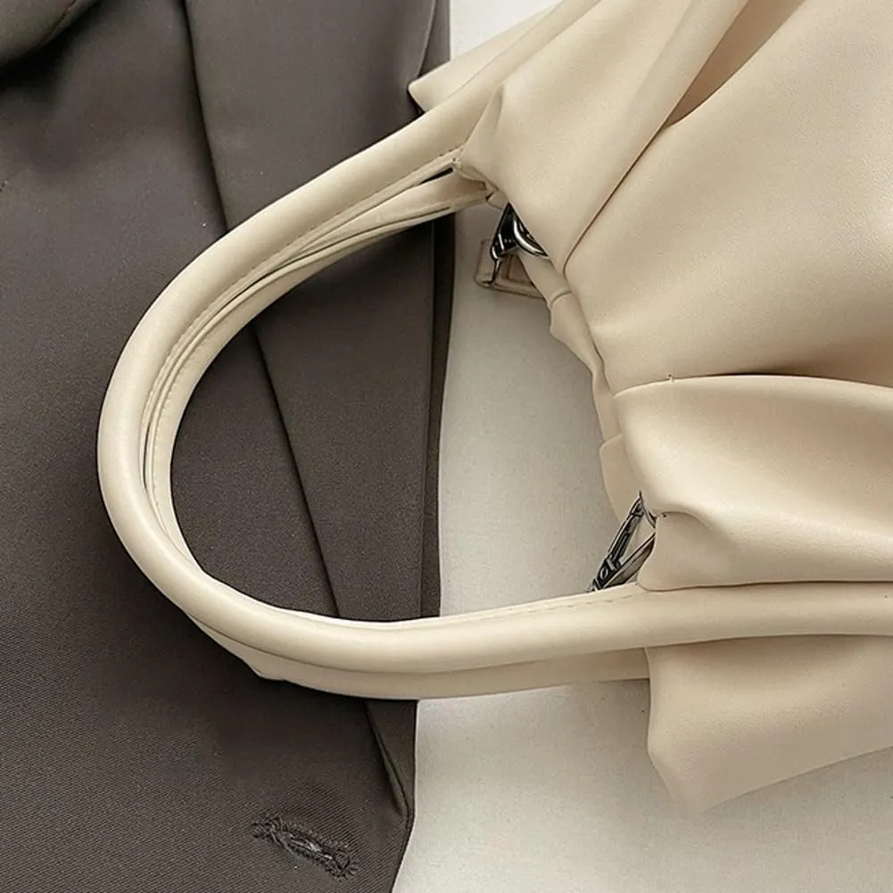 Causal Bucket Bags for Women Versatile Pleated Cross Body Bags with Adjustable Strap Trendy Top-Handle Purse