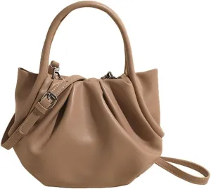 Causal Bucket Bags for Women Versatile Pleated Cross Body Bags with Adjustable Strap Trendy Top-Handle Purse