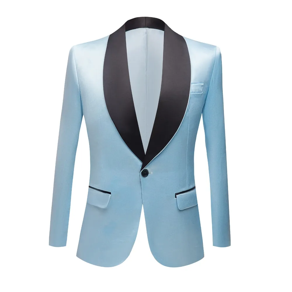 CGSUITS Men's Fashion Luxury Style Jacquard Golden Yellow & Black Tuxedo Blazer Suit Jacket