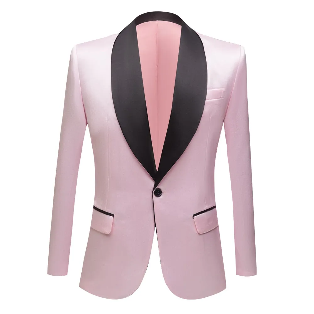 CGSUITS Men's Fashion Luxury Style Jacquard Golden Yellow & Black Tuxedo Blazer Suit Jacket