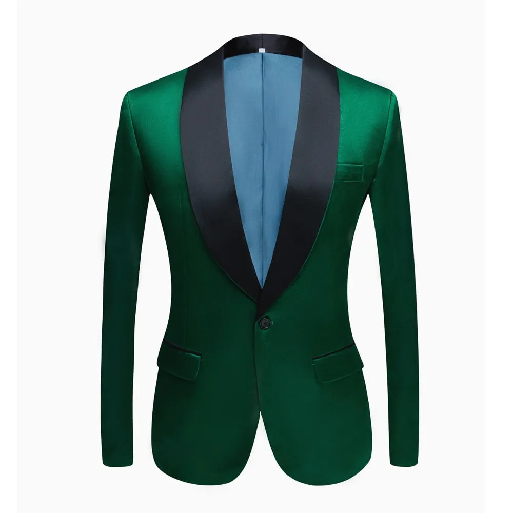 CGSUITS Men's Fashion Luxury Style Jacquard Golden Yellow & Black Tuxedo Blazer Suit Jacket