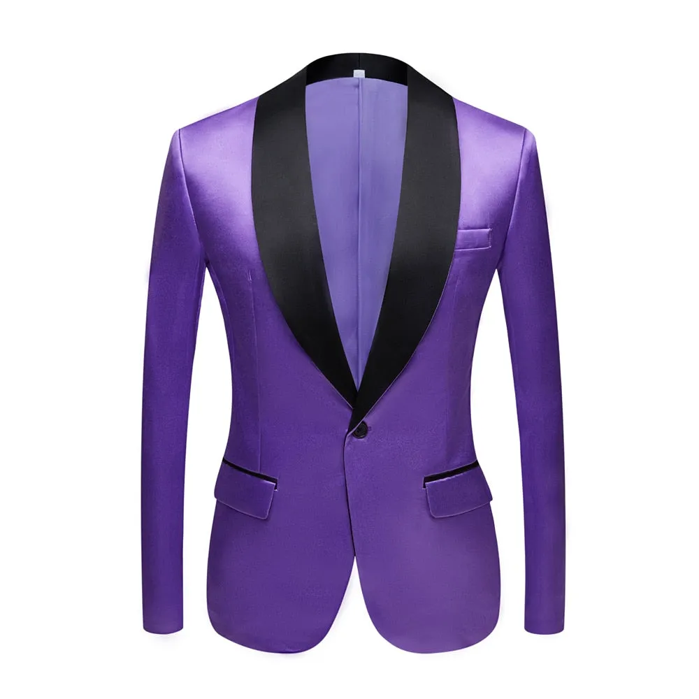 CGSUITS Men's Fashion Luxury Style Jacquard Golden Yellow & Black Tuxedo Blazer Suit Jacket