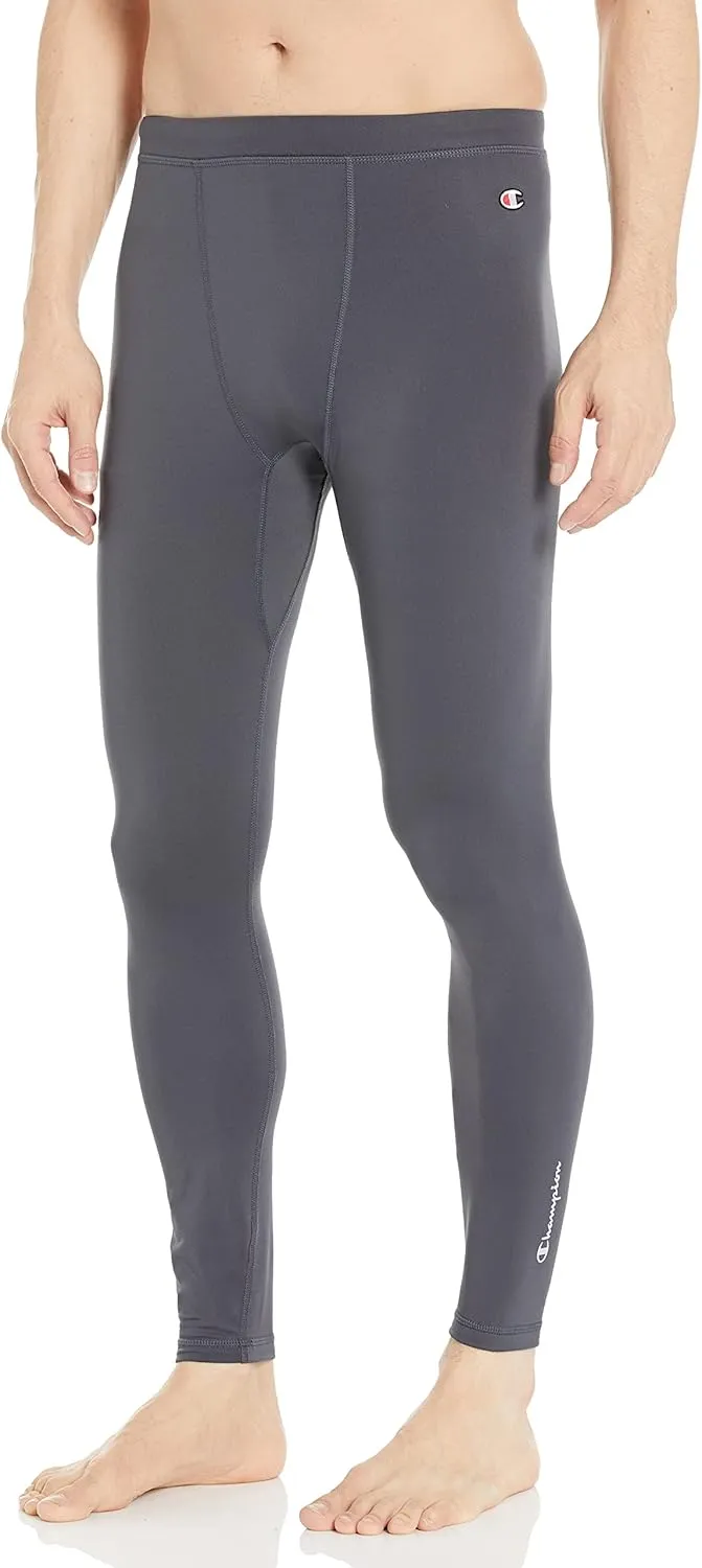 Champion Men's Cold Weather Tights, Moisture-Wicking Athletic Pants, White One Size Large High Rise Slim Fit Modern Leggings