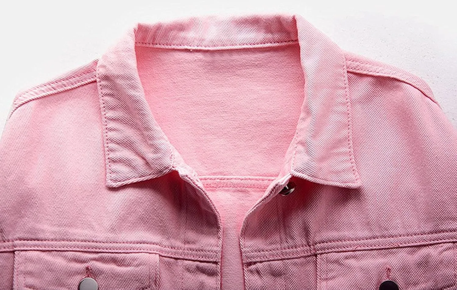 CHARTOU Women's Cute Loose Fit Button Down Long Sleeve Pockets Short Denim Jean Jacket