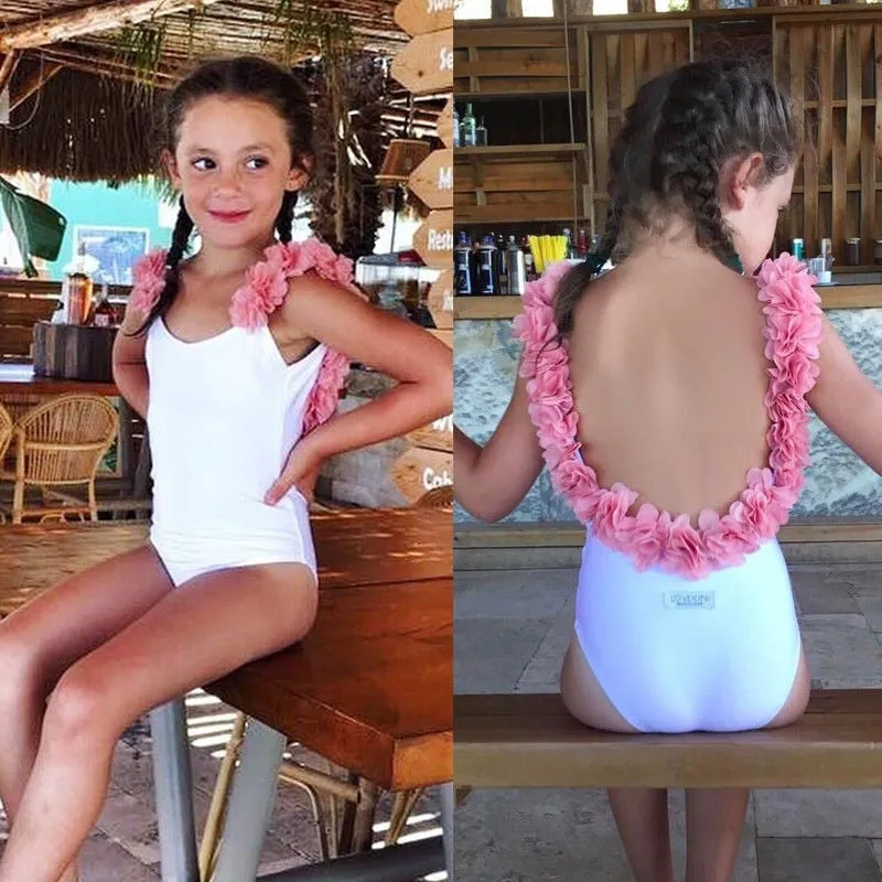 Children Swimwear  Ruffled Cross Bikini Set