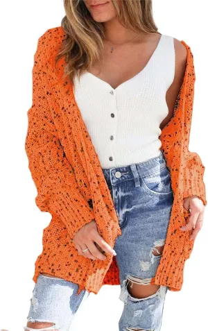 chouyatou Womens Fall Open Front Long Cardigan Sweaters Chunky Knit Boho Duster Cardigans with Pockets