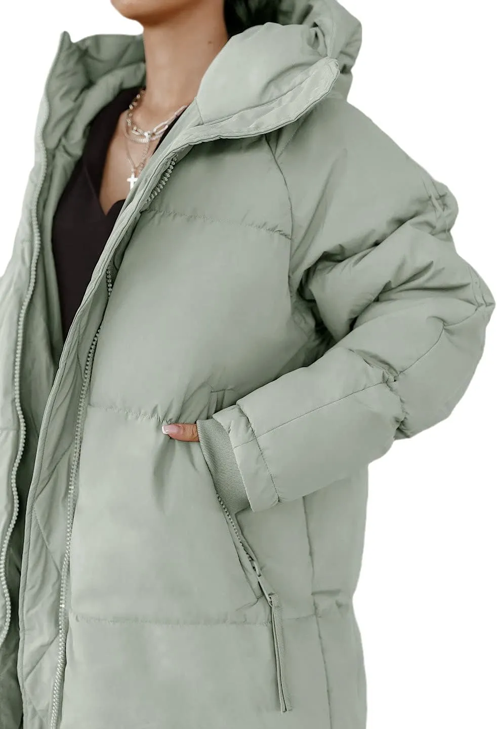 chouyatou Women's Warm Winter Hooded Long Quilted Puffer Down Coat Jacket Outerwear