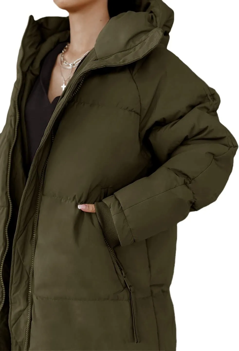 chouyatou Women's Warm Winter Hooded Long Quilted Puffer Down Coat Jacket Outerwear