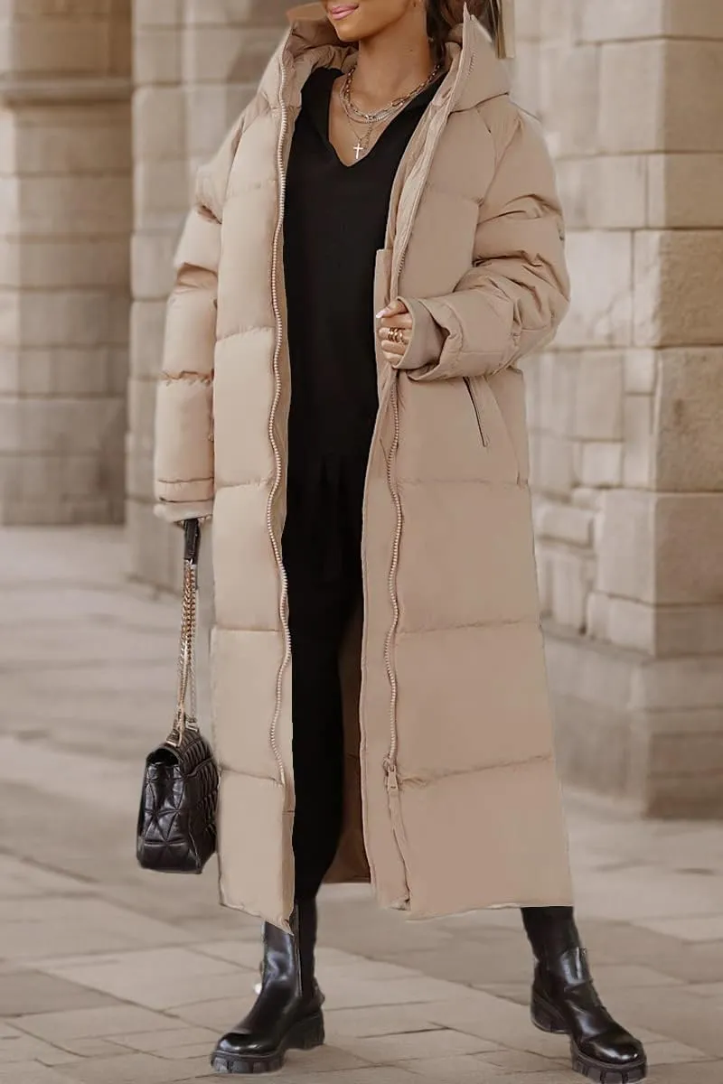 chouyatou Women's Warm Winter Hooded Long Quilted Puffer Down Coat Jacket Outerwear