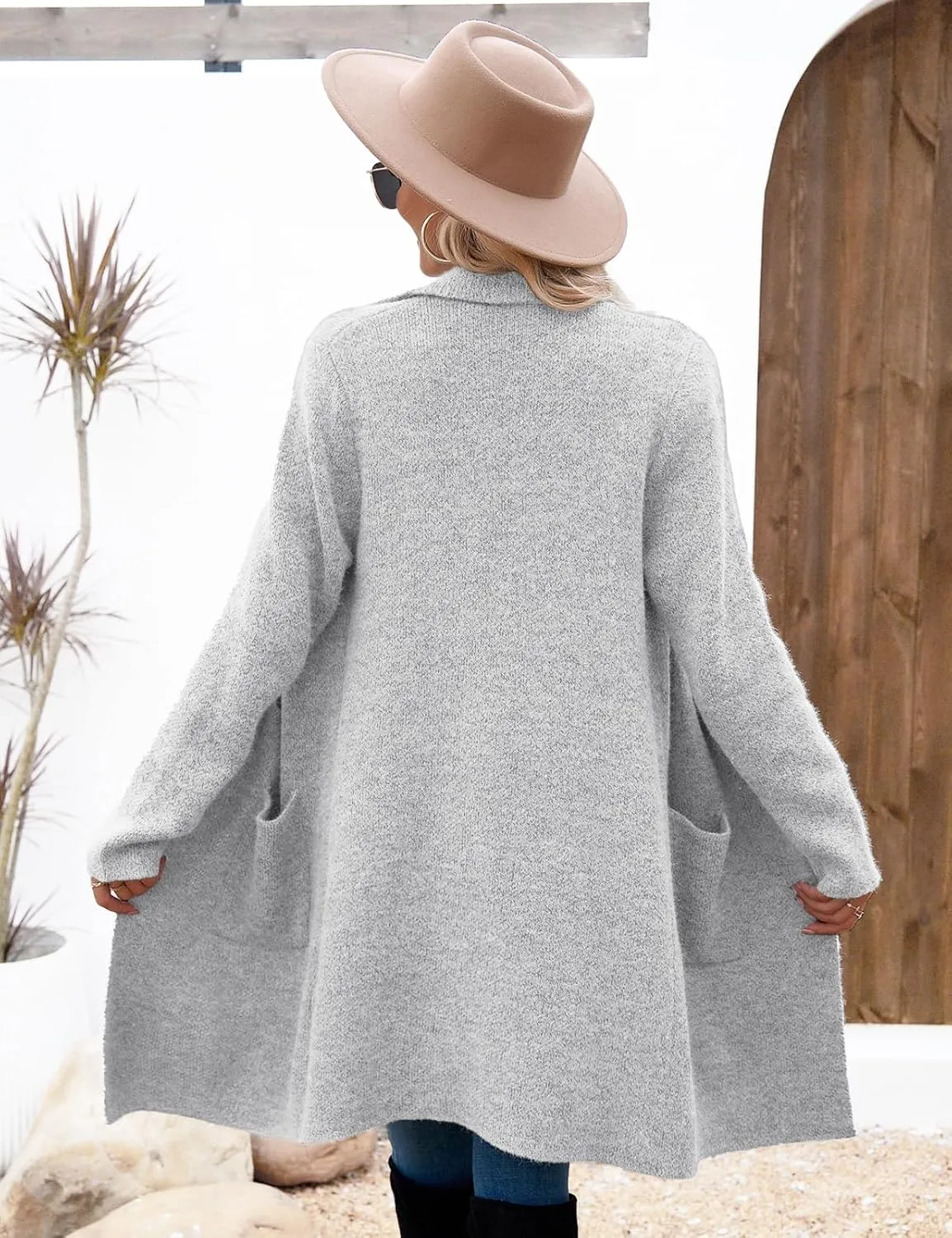 CiCiBird Women Fall Long Cardigan Sweater Trendy Knit Jacket Coat Dressy Blazer Coatigan