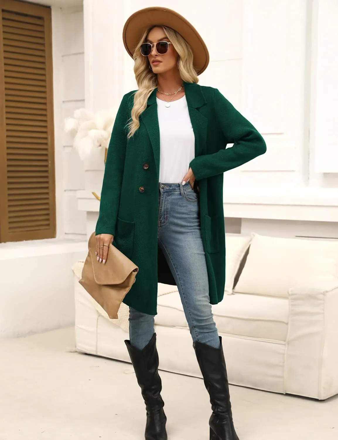 CiCiBird Women Fall Long Cardigan Sweater Trendy Knit Jacket Coat Dressy Blazer Coatigan