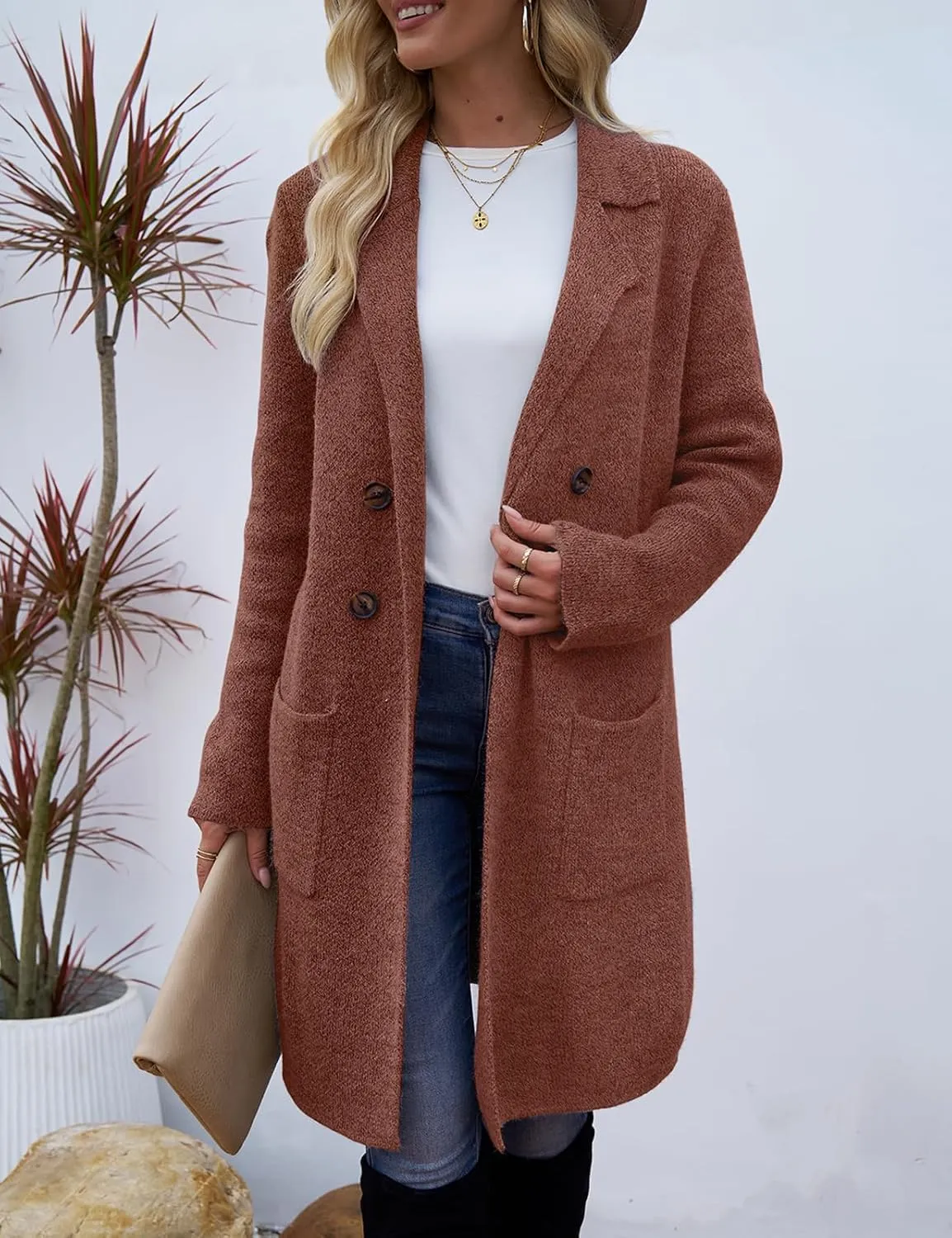 CiCiBird Women Fall Long Cardigan Sweater Trendy Knit Jacket Coat Dressy Blazer Coatigan