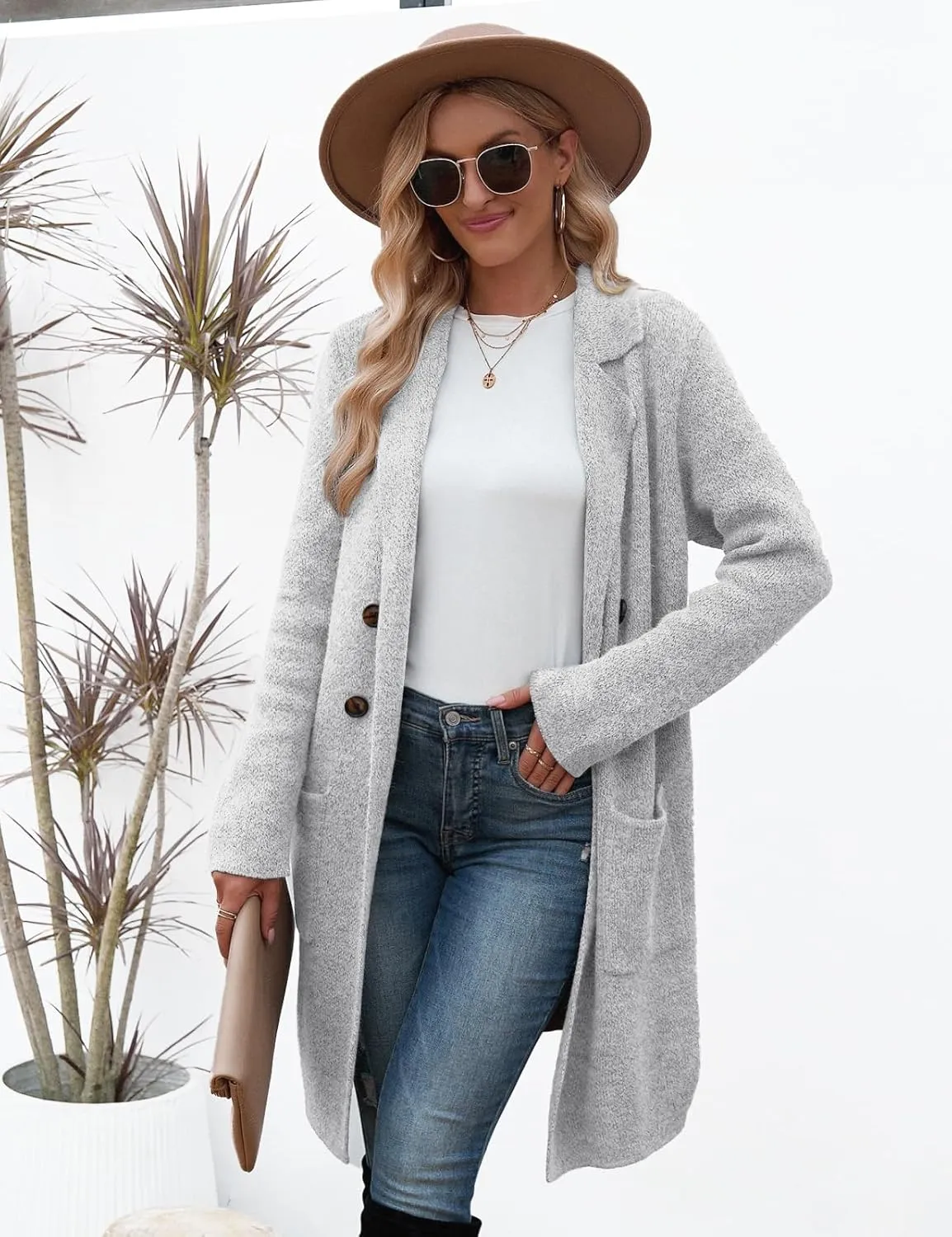 CiCiBird Women Fall Long Cardigan Sweater Trendy Knit Jacket Coat Dressy Blazer Coatigan