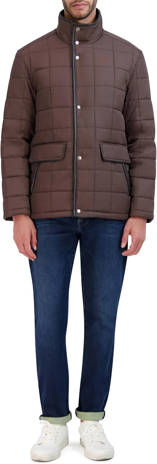 Cole Haan Men's Quilt Jacket with Rib Knit Inner Collar
