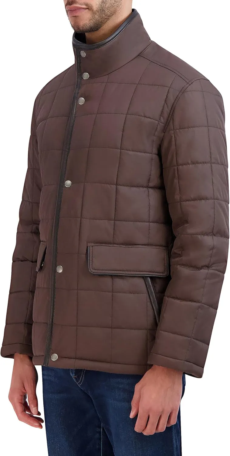 Cole Haan Men's Quilt Jacket with Rib Knit Inner Collar