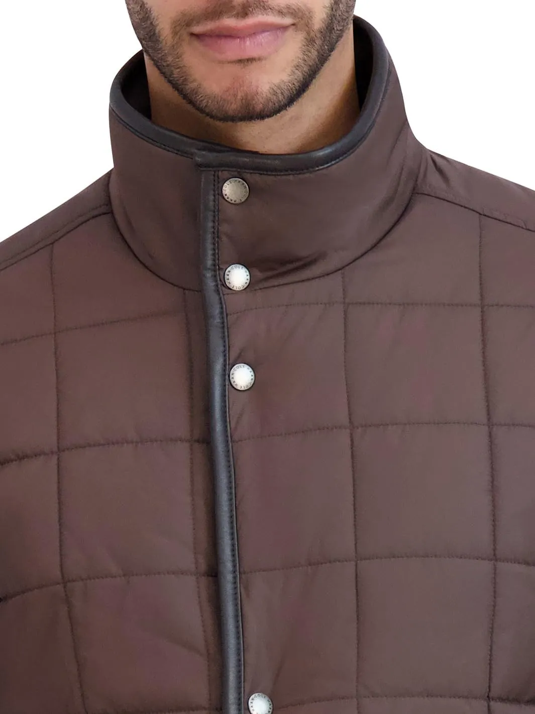 Cole Haan Men's Quilt Jacket with Rib Knit Inner Collar