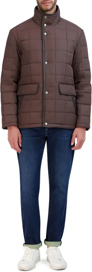Cole Haan Men's Quilt Jacket with Rib Knit Inner Collar
