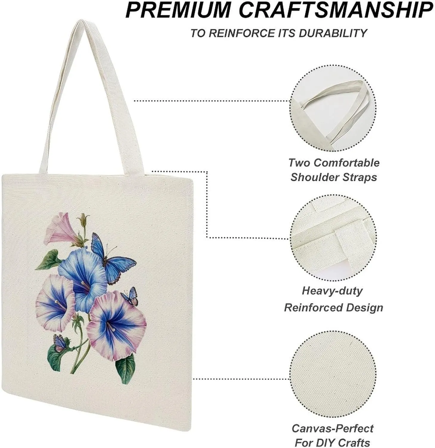 Colorful Butterfly GraffitiSimple And Versatile Canvas Tote Bag, Environmentally Friendly And Durable Shopping Bag