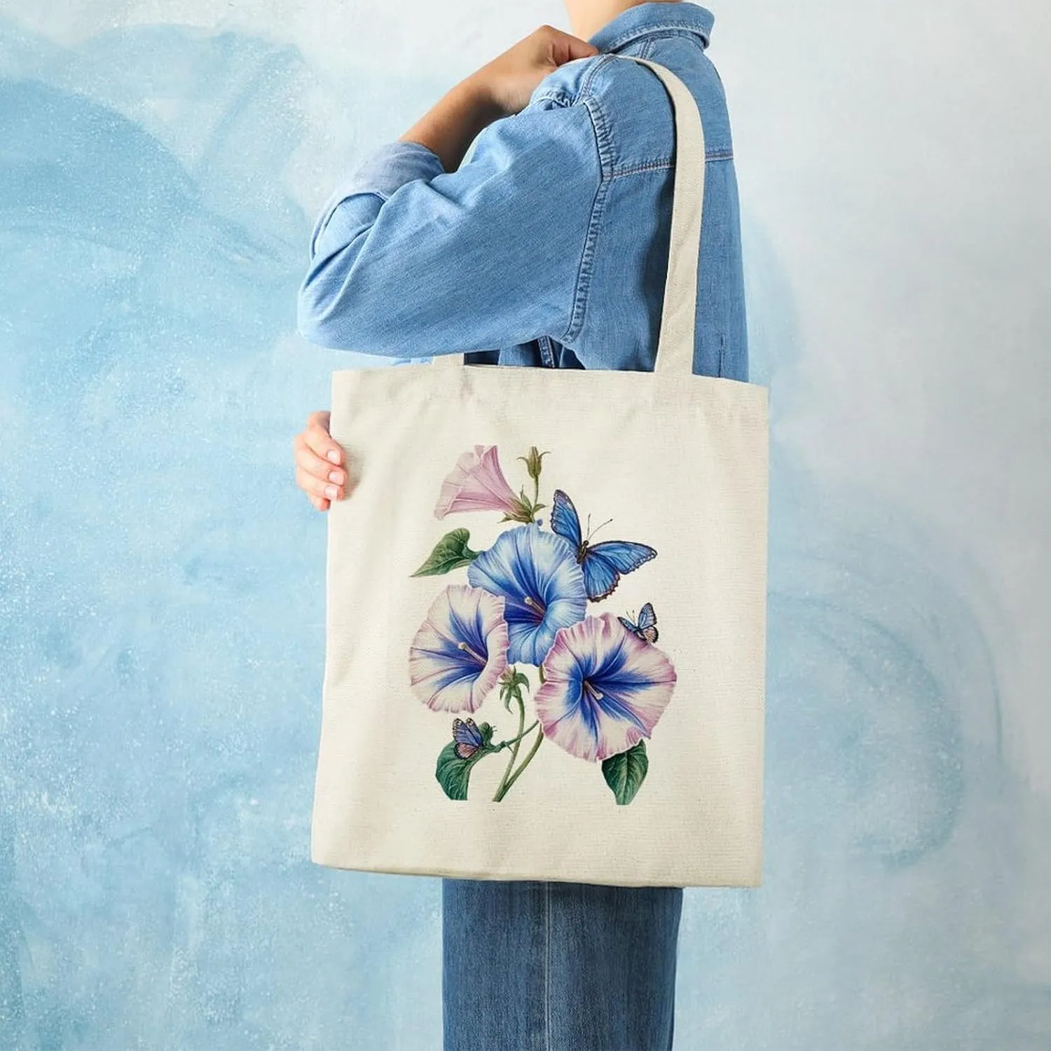Colorful Butterfly GraffitiSimple And Versatile Canvas Tote Bag, Environmentally Friendly And Durable Shopping Bag