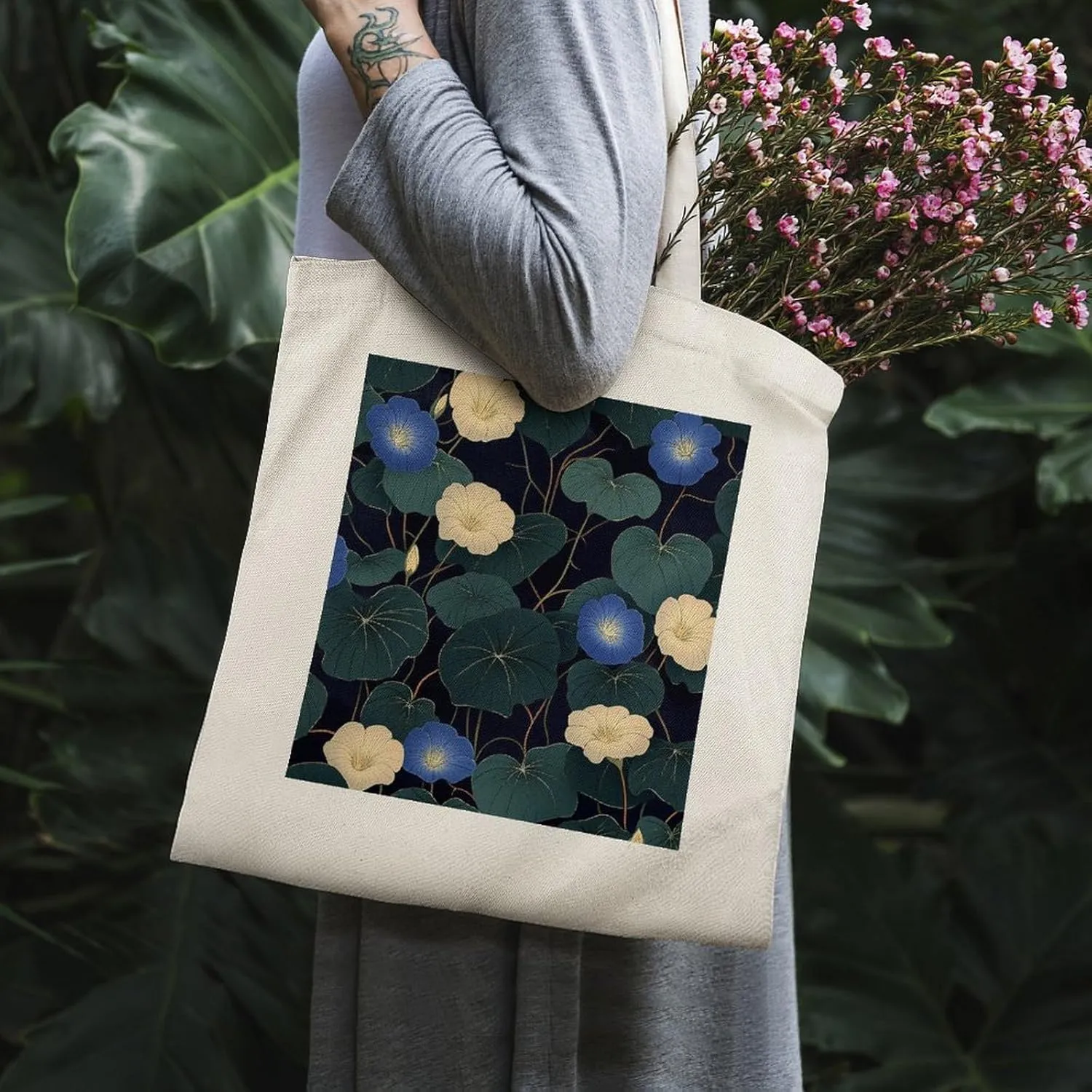 Colorful Butterfly GraffitiSimple And Versatile Canvas Tote Bag, Environmentally Friendly And Durable Shopping Bag