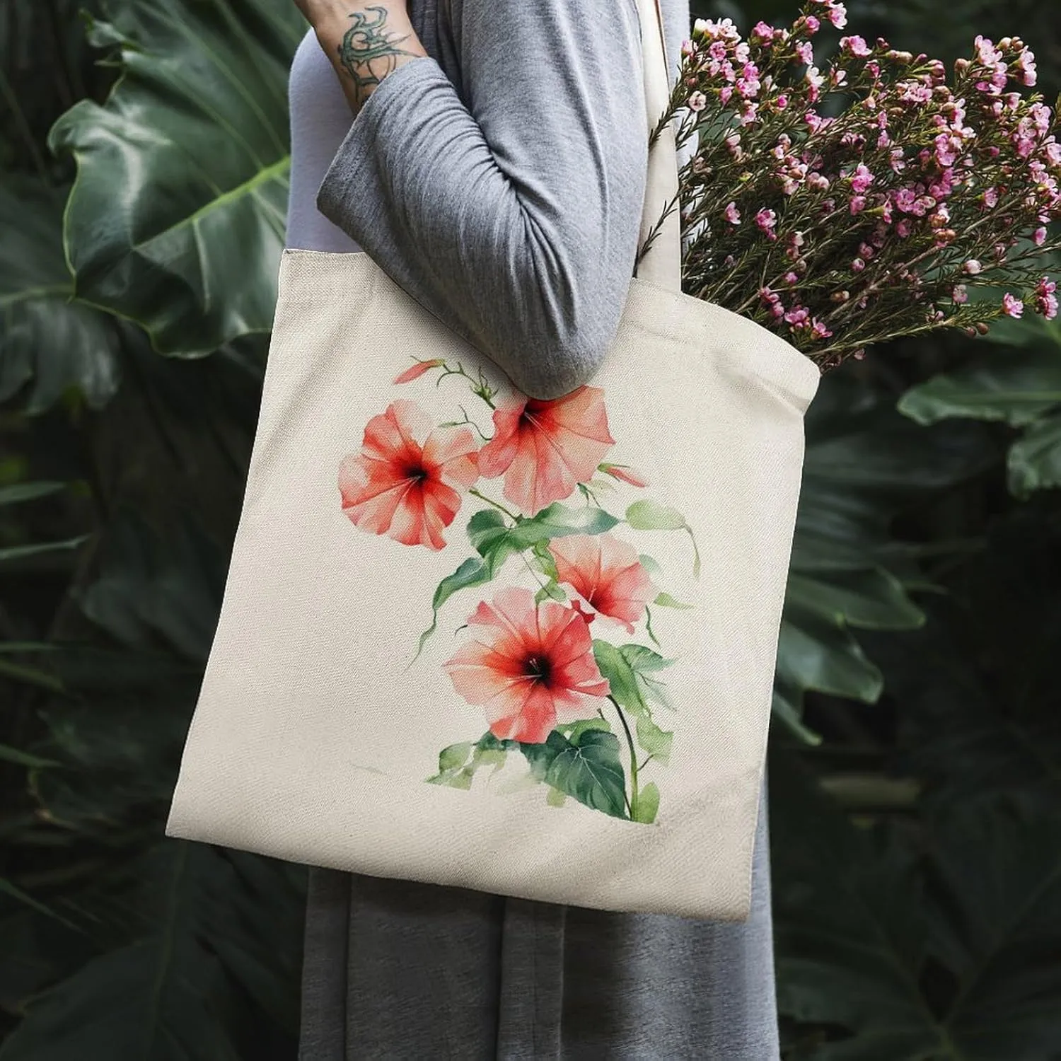 Colorful Butterfly GraffitiSimple And Versatile Canvas Tote Bag, Environmentally Friendly And Durable Shopping Bag