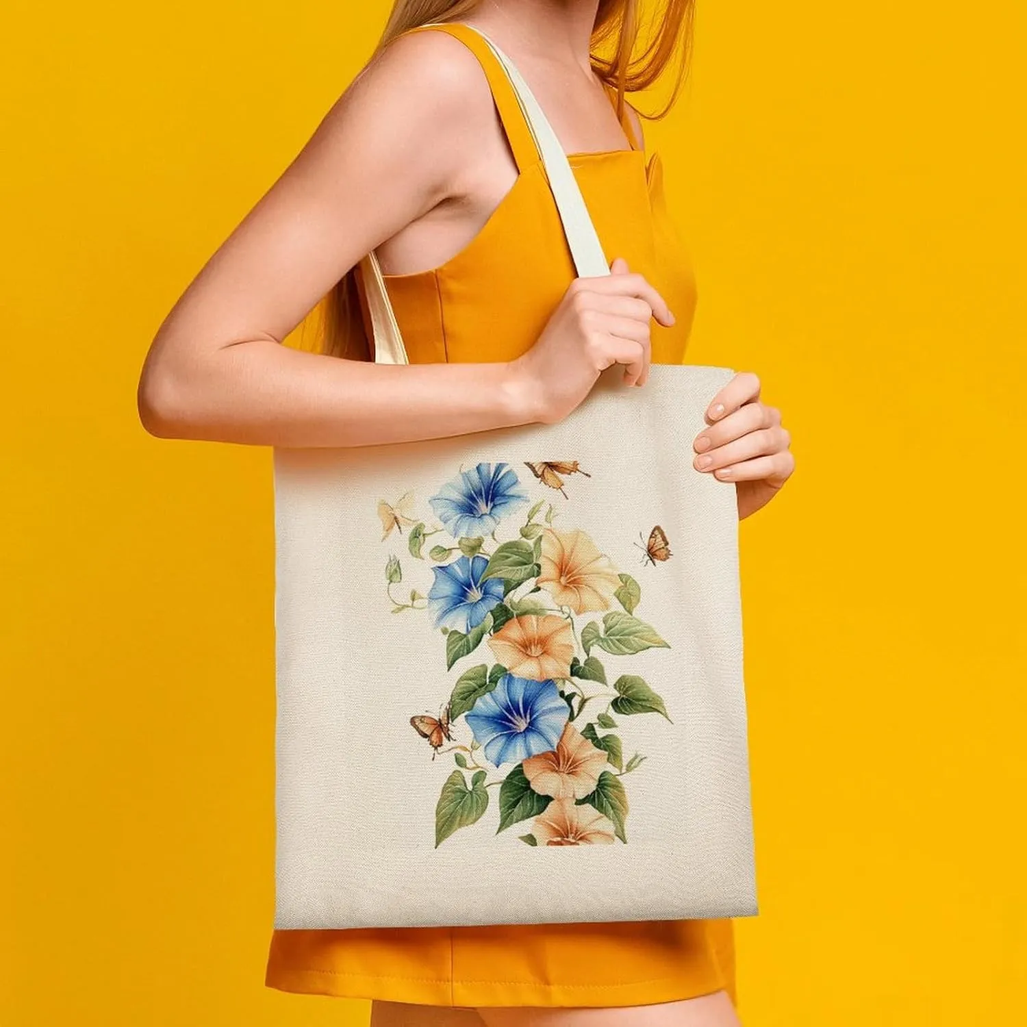 Colorful Butterfly GraffitiSimple And Versatile Canvas Tote Bag, Environmentally Friendly And Durable Shopping Bag